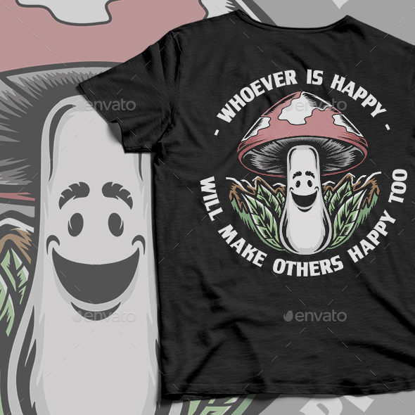 Mushroom Cartoon Illustration Tshirt Design, TShirts GraphicRiver